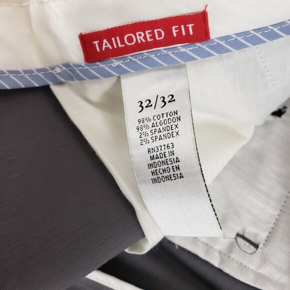 Perry Ellis Premium SIZE 32 X 32 Tailored Fit Gray Flat Front Cotton Pants Mens - Picture 3 of 9